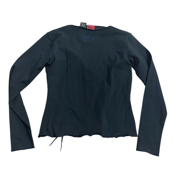 JOHNNY BLAZE Flame Black Long Sleeve Top Size Large - Picture 3 of 6
